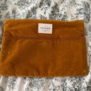 Sézane Mustard Velvet Makeup Bag